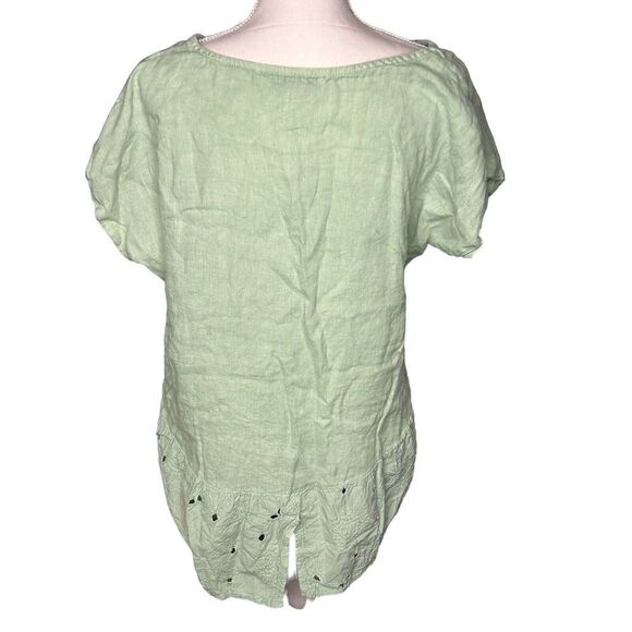 Terzo Millennio Italy 100% Linen Woman’s  Lagenlook High Low Top Shirt Size L - Picture 3 of 7